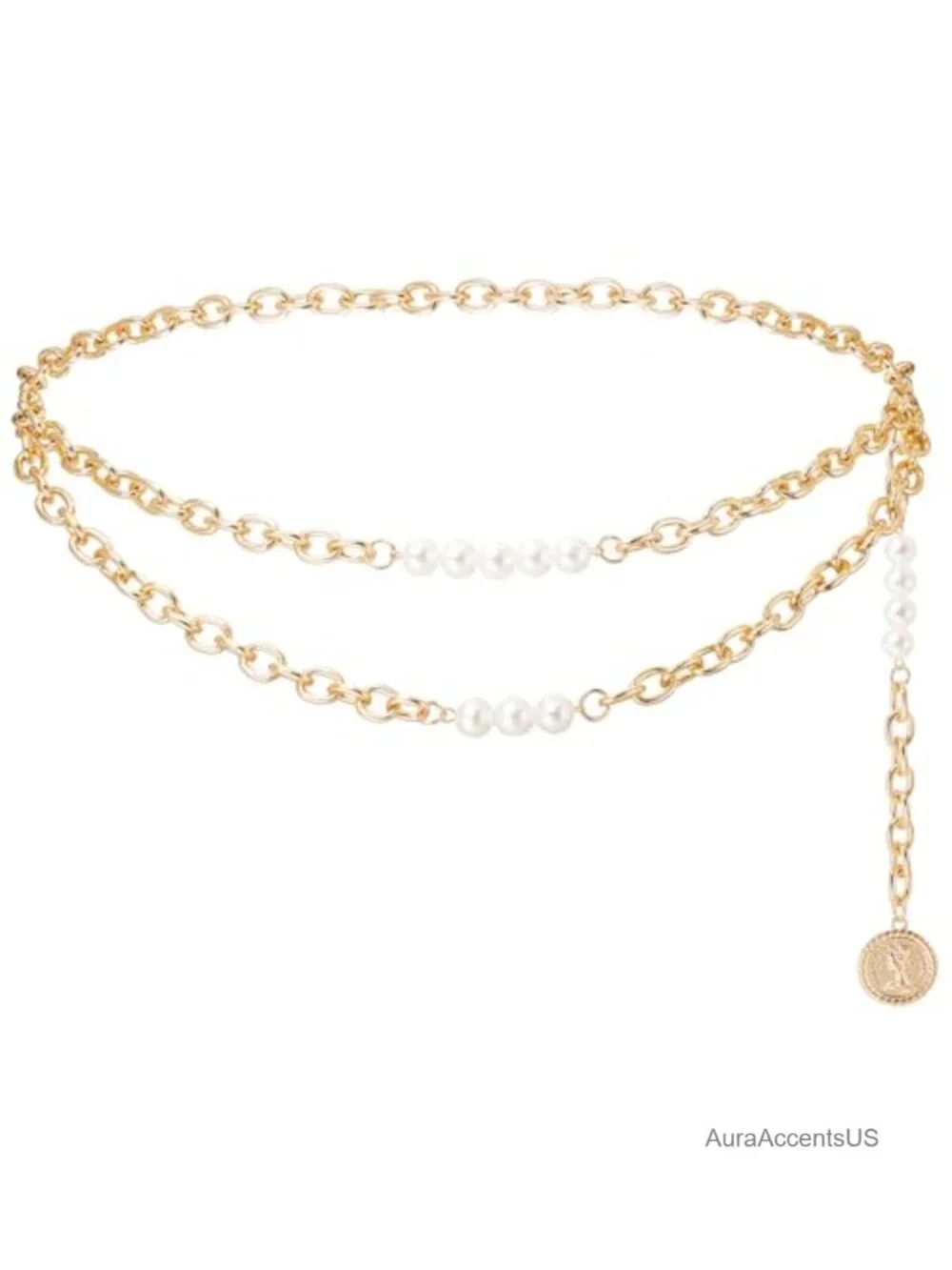 Layered Waist Chain Adjustable Metal Belt for Dresses Jeans